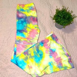 Flare tie dye pants size large HOT KISS